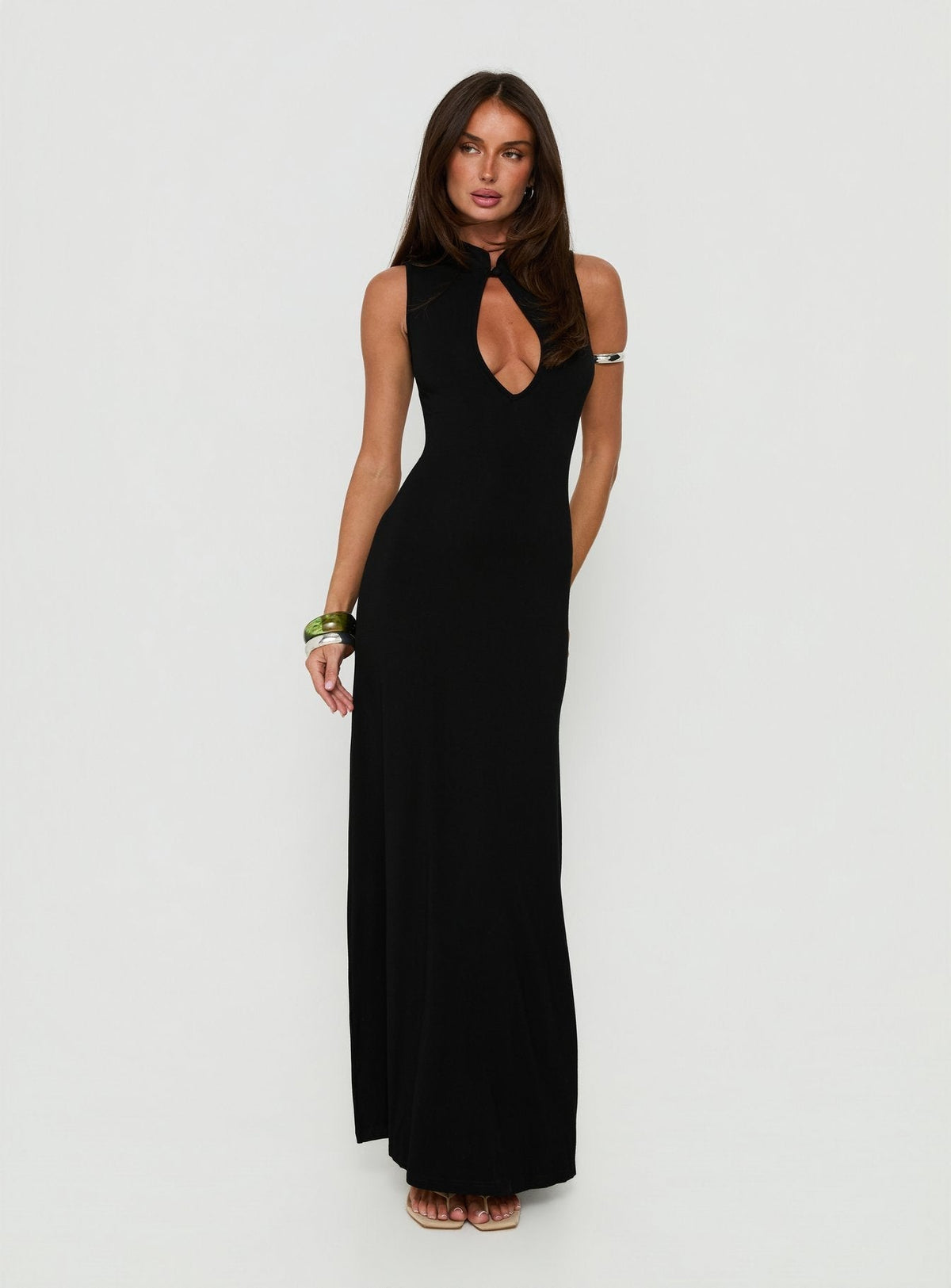 Ailany Keyhole Backless Maxi Dress Black