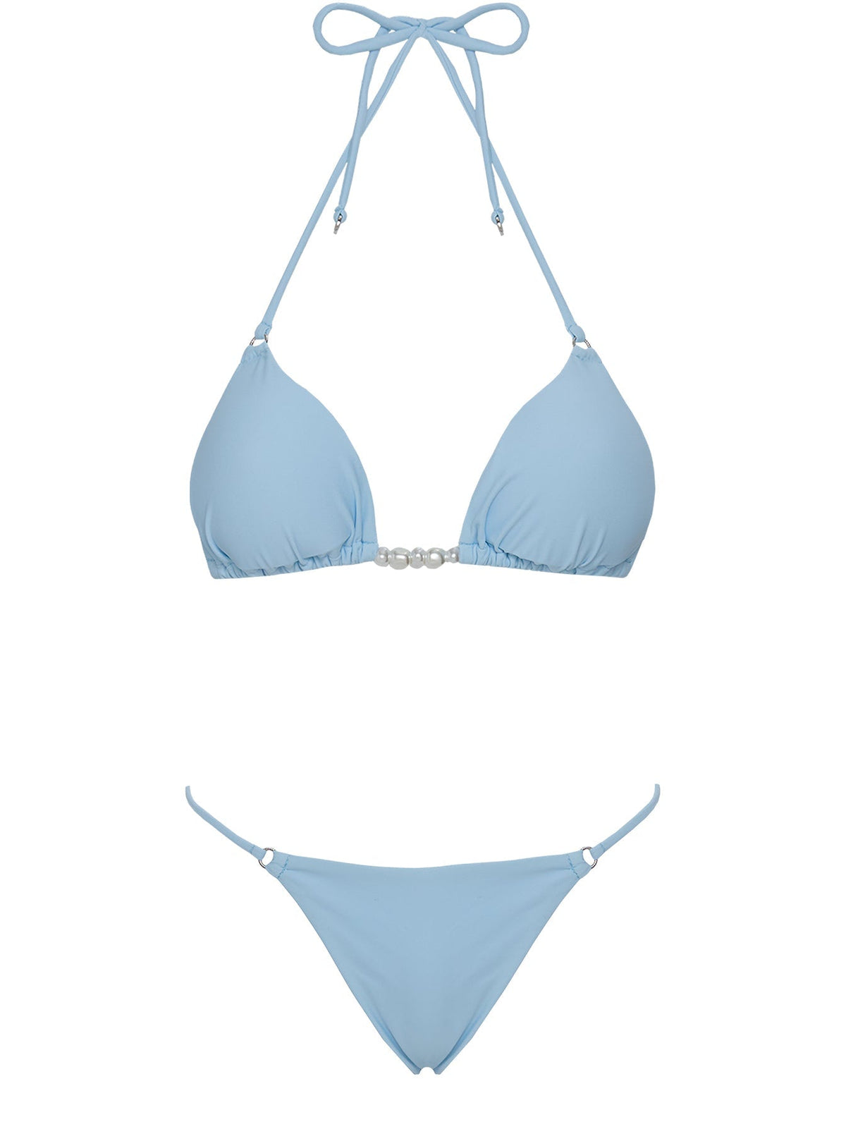 Adrah Beaded Triangle Bikini Top Blue