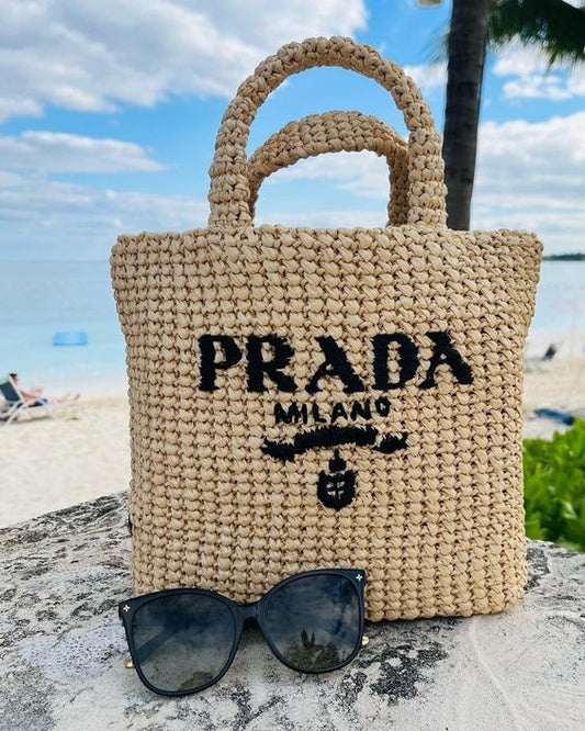 Prada Raffia Bag Handbag Beach Bag for Summer