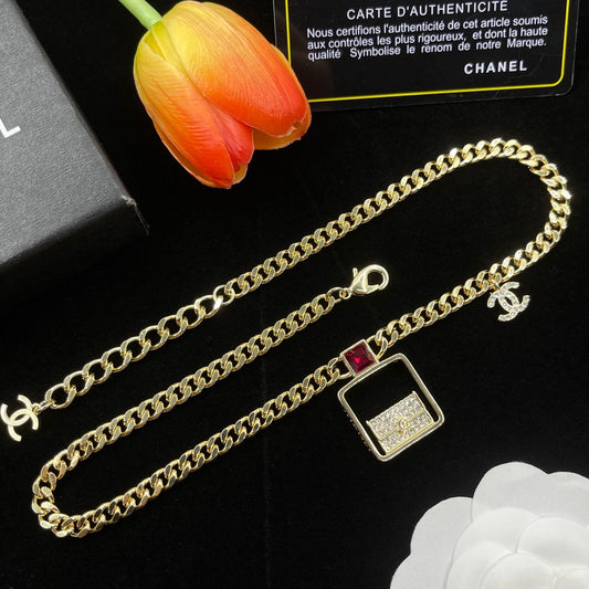 18K  Chanel Bag Pendant Chain Necklace